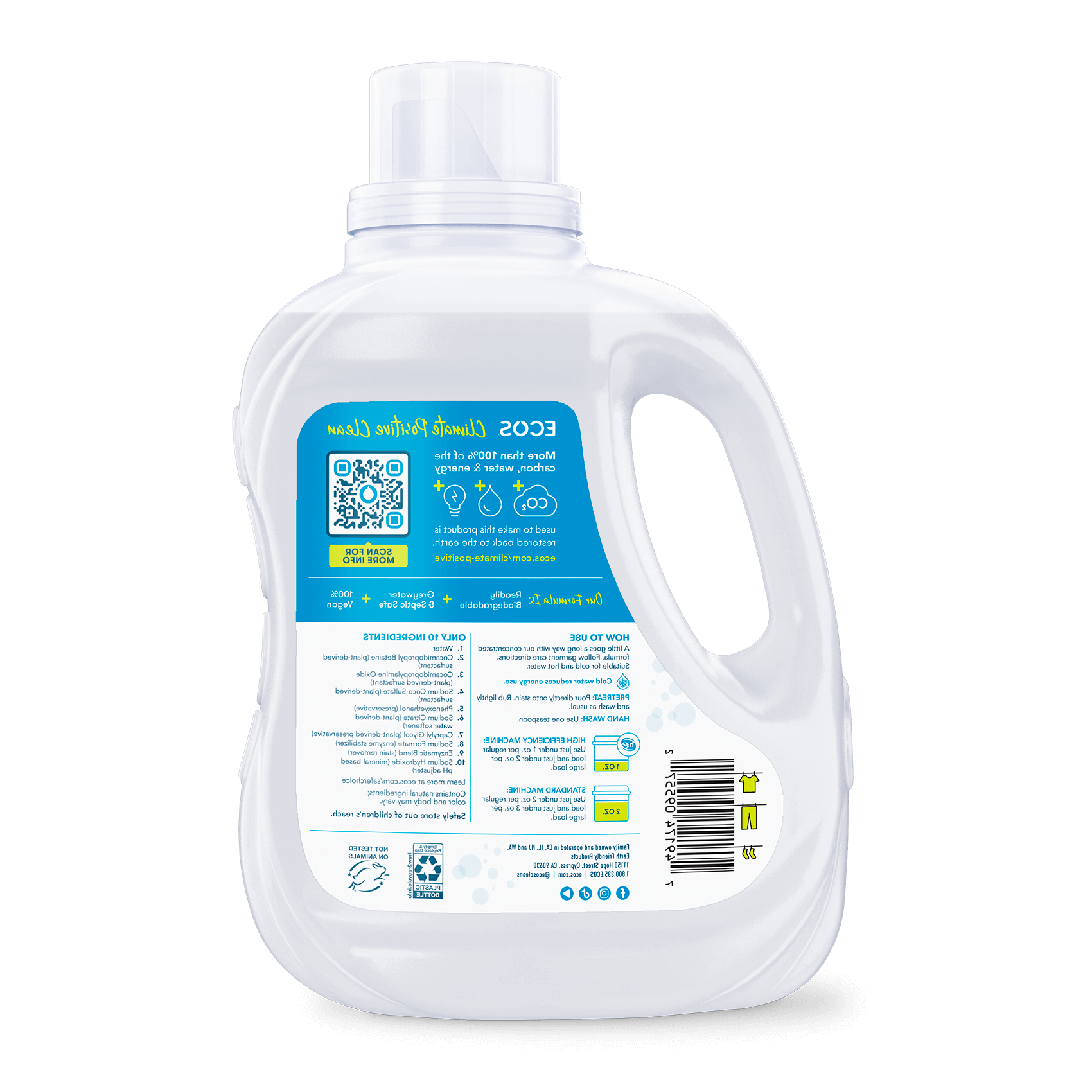 ECOS Laundry Detergent With Enzymes Free & Clear Back