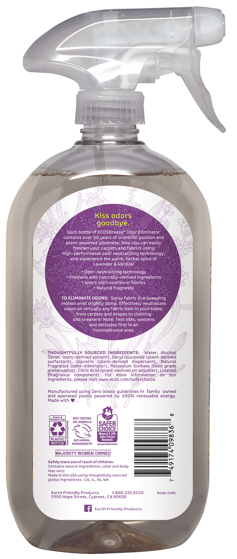All Natural Lavender Room Spray Deodorizing Spray ECOS®