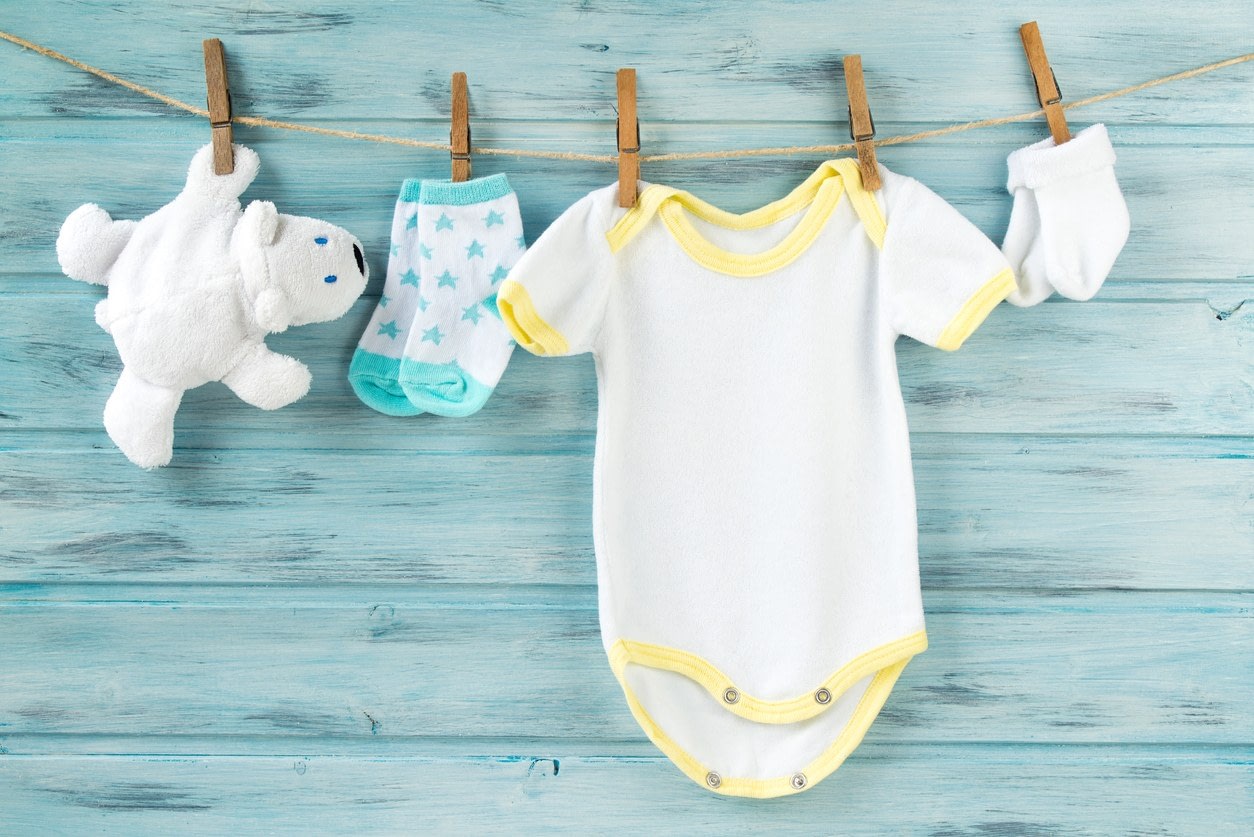 Baby clothes on a clothesline