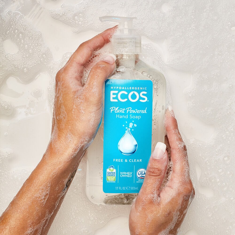 Soapy hands with ECOS dish soap