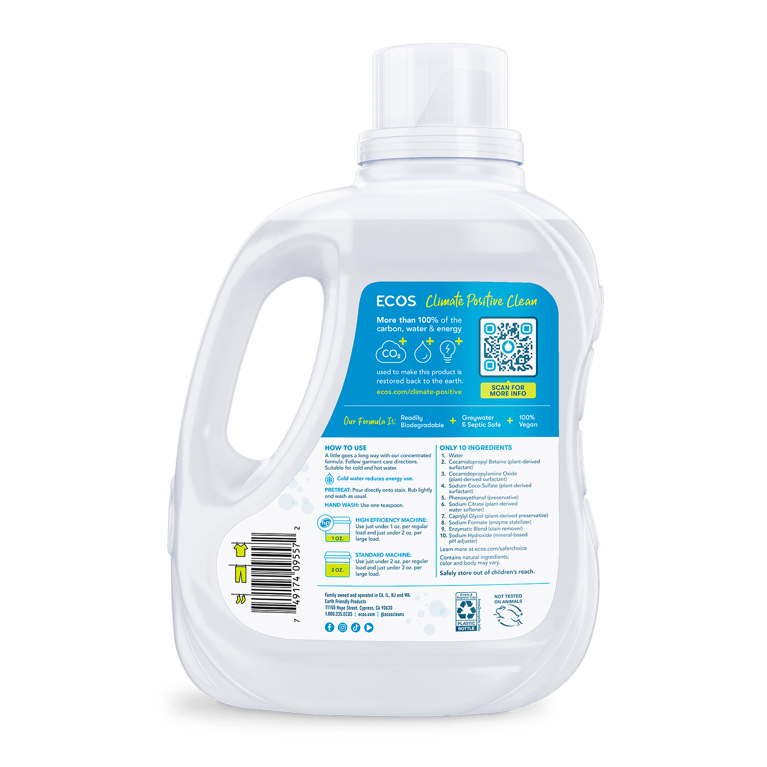 ECOS Laundry Detergent With Enzymes Free & Clear Back