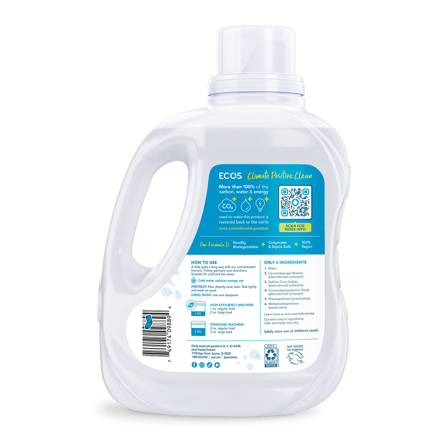 ECOS Laundry Detergent Free & Clear Back