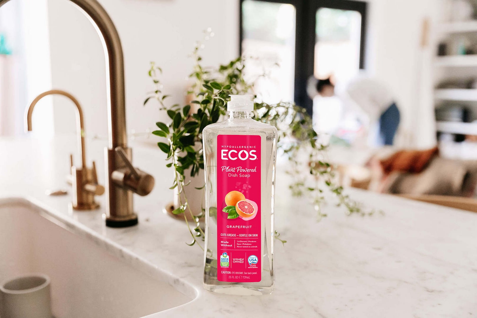 ECOS Grapefruit Dish Soap Next to Sink
