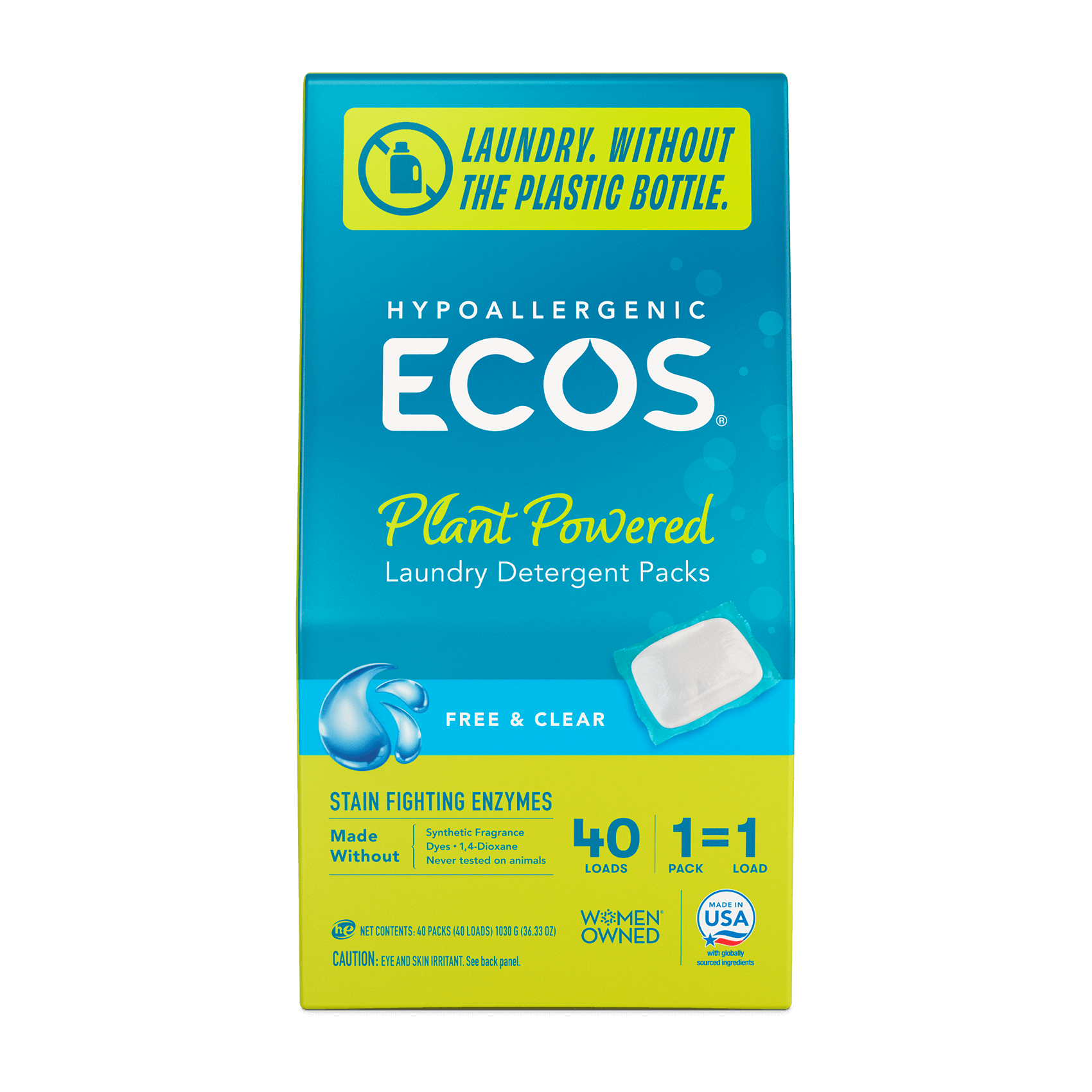 Ecos Laundry Detergent with Built-In Fabric Softener Hypoallergenic Free &  Clear